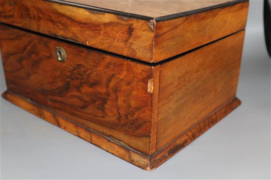 A walnut work box, height 16.5cm